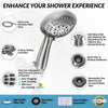 ShowerMaxx | Luxury Spa Series | 6 Spray Settings 4.5 inch Hand Held Shower Head | Extra Long Stainless Steel Hose | MAXX-imize Your Shower with Easy-to-Remove Flow Restrictor | Brushed Nickel Finish