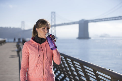 LifeStraw Go Water Filter Bottles with 2-Stage Integrated Filter Straw for Hiking, Backpacking, and Travel (Pack of 2), Purple and Blue