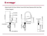 Single Handle Pull-Down Kitchen Faucet (with soap dispenser and deck plate Matte Black)