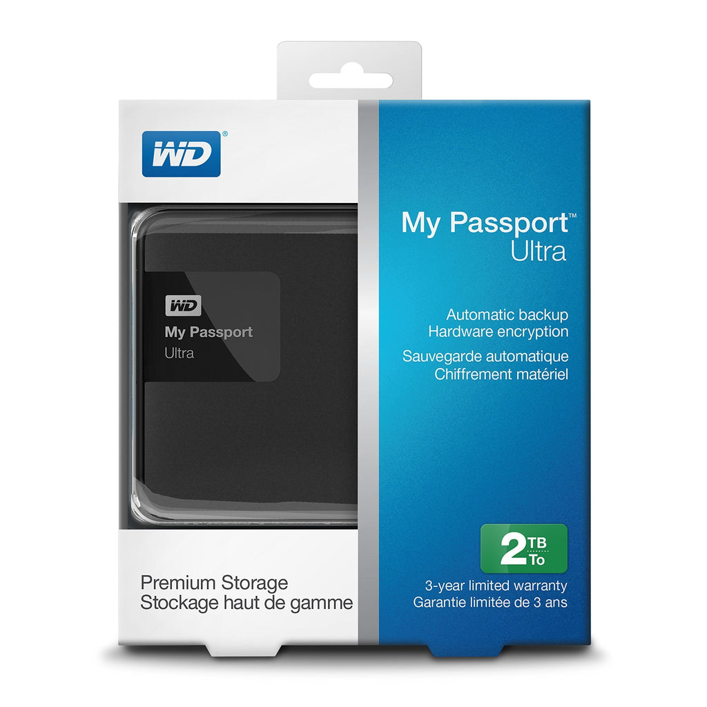 WD 2TB Black My Passport Ultra Portable External Hard Drive - USB 3.0 - WDBBKD0020BBK-NESN [Old Model]