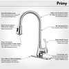 Primy Kitchen Faucets with Pull Down Sprayer Modern Heavy Duty Lead-Free Single Handle High-Arc Kitchen Sink Faucet With Deck Plate, Height 18-3/64“, Solid Spot Resist Stainless Steel