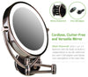 Ovente Wall Mount,USB Adapter Operated, Dimmable LED Lighted Makeup Mirror, 1x/7x Magnification, 9.5 inch, Antique Brass (MLW45AB1x7x)