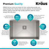 KRAUS Pax 28 1/2-inch 16 Gauge Undermount Single Bowl Stainless Steel Kitchen Sink, KHU29