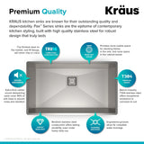KRAUS Pax 31 1/2-inch 16 Gauge Undermount Single Bowl Stainless Steel Kitchen Sink, KHU32