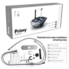 Primy Kitchen Faucets with Pull Down Sprayer Modern Heavy Duty Lead-Free Single Handle High-Arc Kitchen Sink Faucet With Deck Plate, Height 18-3/64“, Solid Spot Resist Stainless Steel