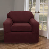 MAYTEX Pixel Ultra Soft Stretch 2 Piece Arm Chair Furniture Cover Slipcover, Wine Red
