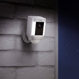 Ring Spotlight Cam Battery HD Security Camera with Built Two-Way Talk and a Siren Alarm, White, Works with Alexa