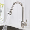 FLG Modern Single Handle Pull Down Kitchen Sink Faucet with Pause Function Sprayer Brushed Nickel