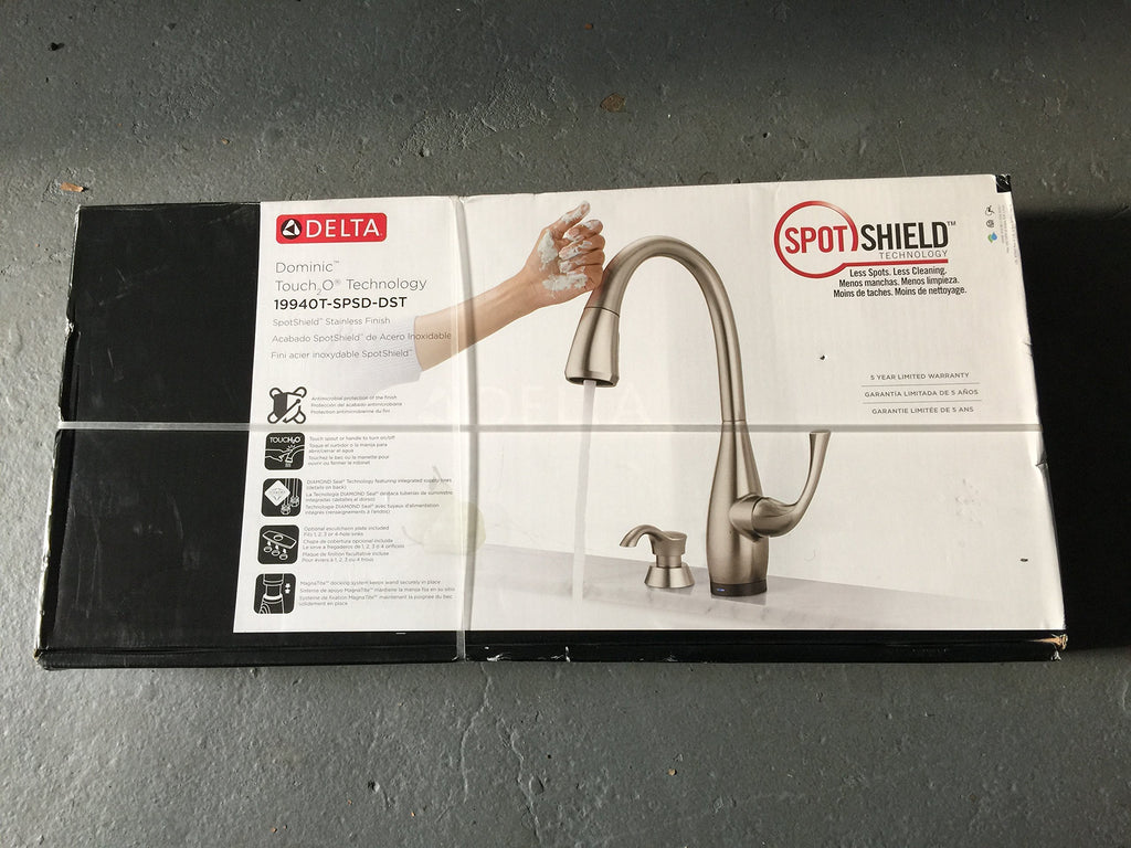 Dominic Single-Handle Pull-Down Sprayer Kitchen Faucet with Touch2O Technology in SpotShield Stainless by DELTA FAUCET